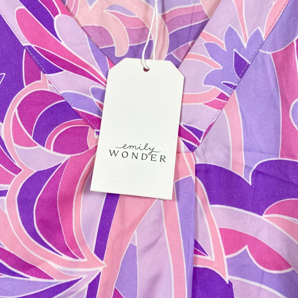 Emily Wonder Satiny Blouse Pink Purple V-Neck Top Plus Size 2X 3X New